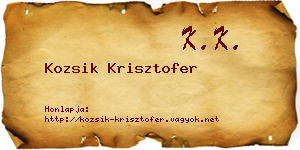 Kozsik Krisztofer névjegykártya
